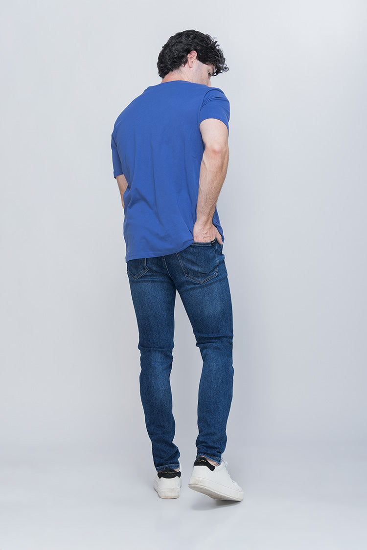 Jeans Slim Fit en Azul Liso Medio - Estilo Clásico