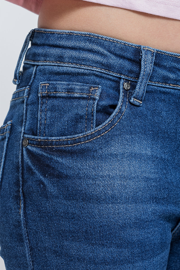 Jeans Skinny Liso Azul con Bolsillos - Classic Girls