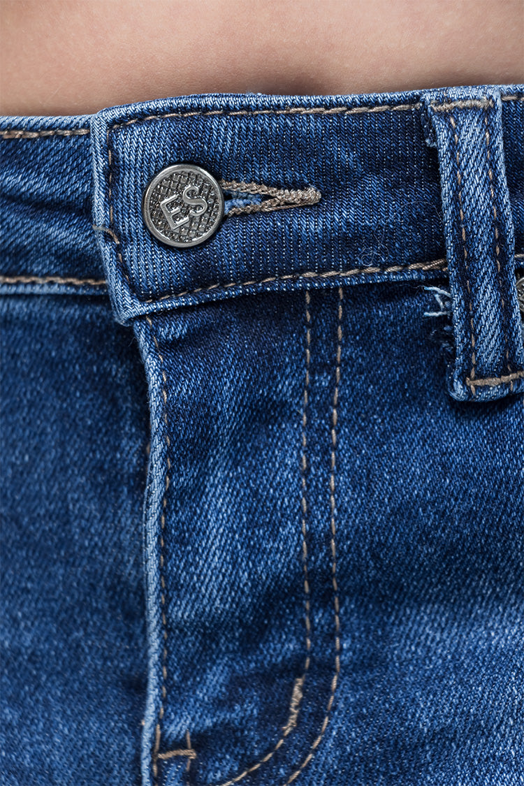 Jeans Skinny Liso Azul con Bolsillos - Classic Girls