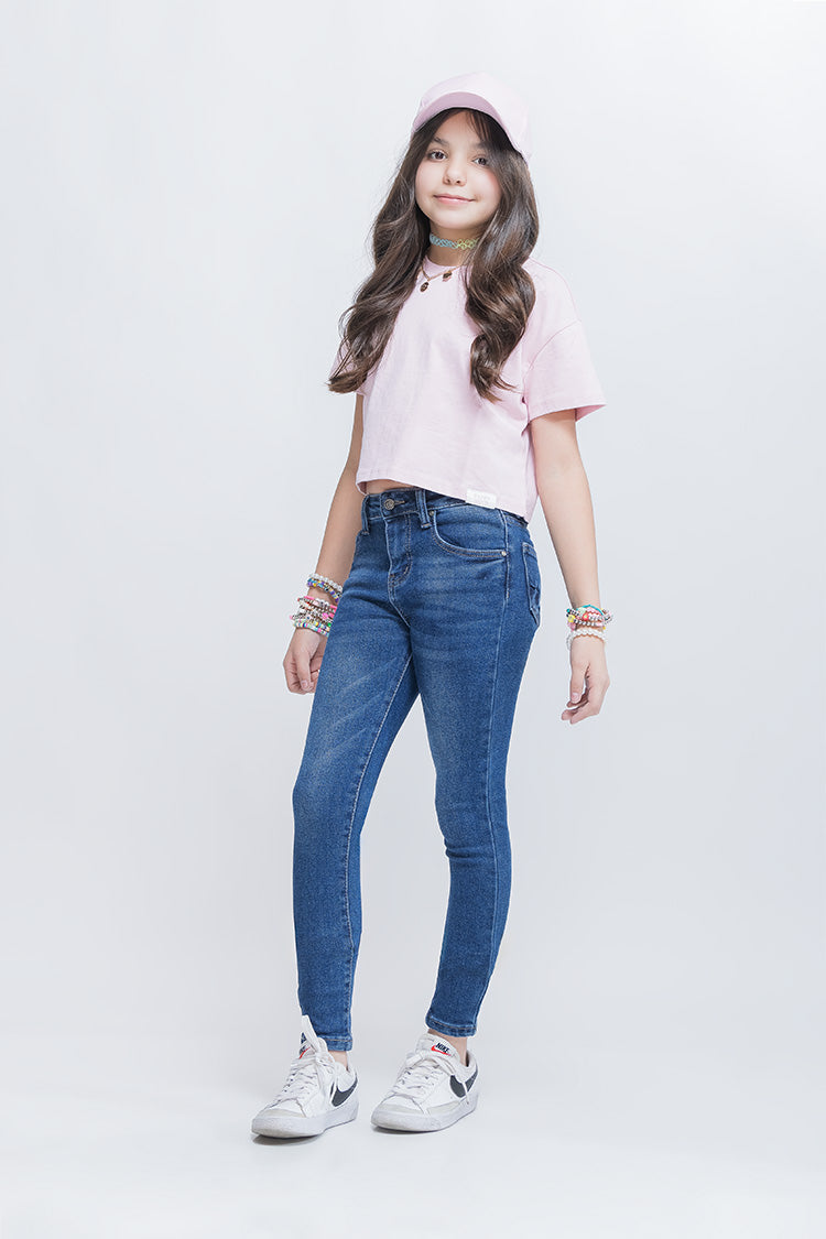 Jeans Skinny Liso Azul con Bolsillos - Classic Girls
