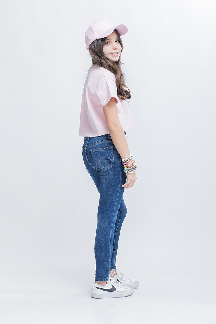 Jeans Skinny Liso Azul con Bolsillos - Classic Girls