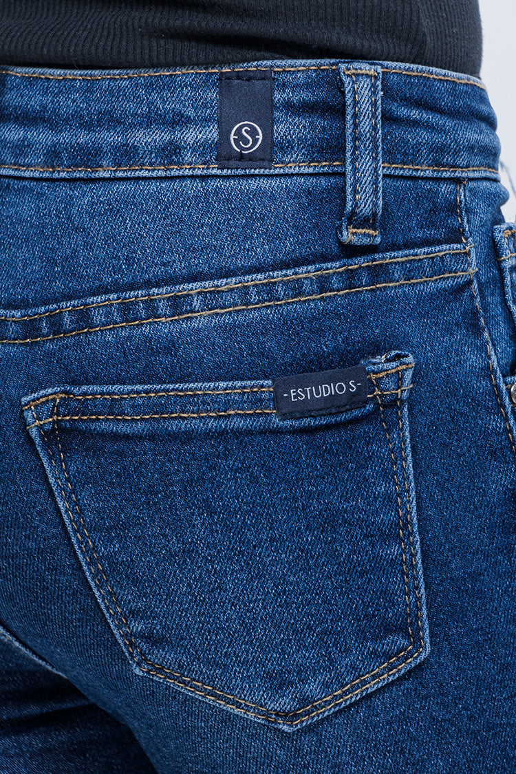 Jeans Skinny Fit Azul Marino Liso - Girls