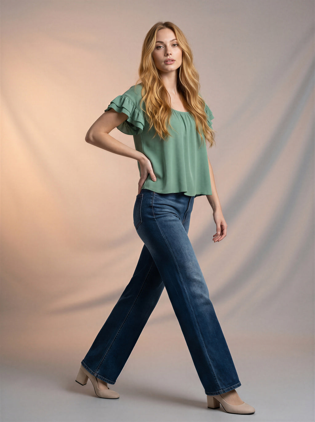 Jean Wide Leg Full Length – Azul Marino