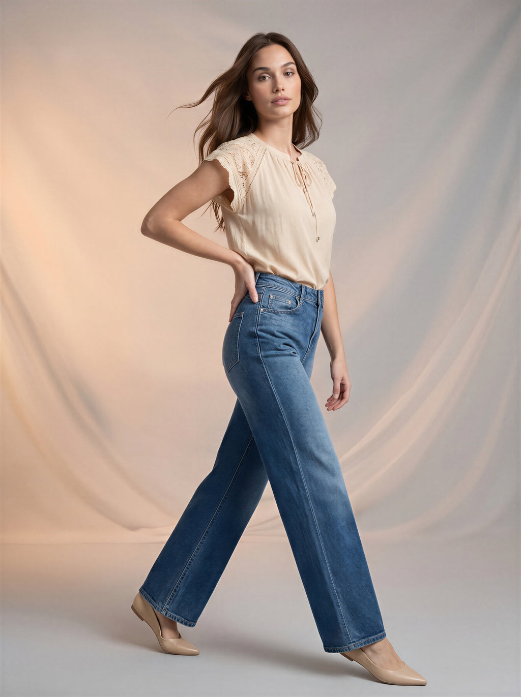 Jean Wide Leg Full Length – Azul Medio