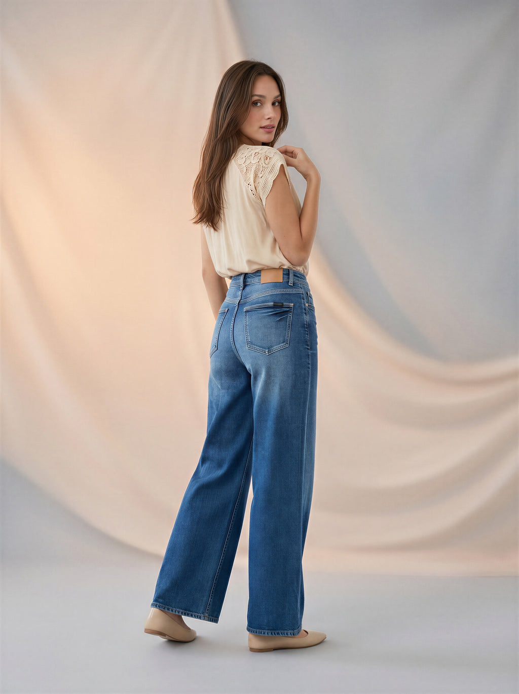 Jean Wide Leg Full Length – Azul Medio