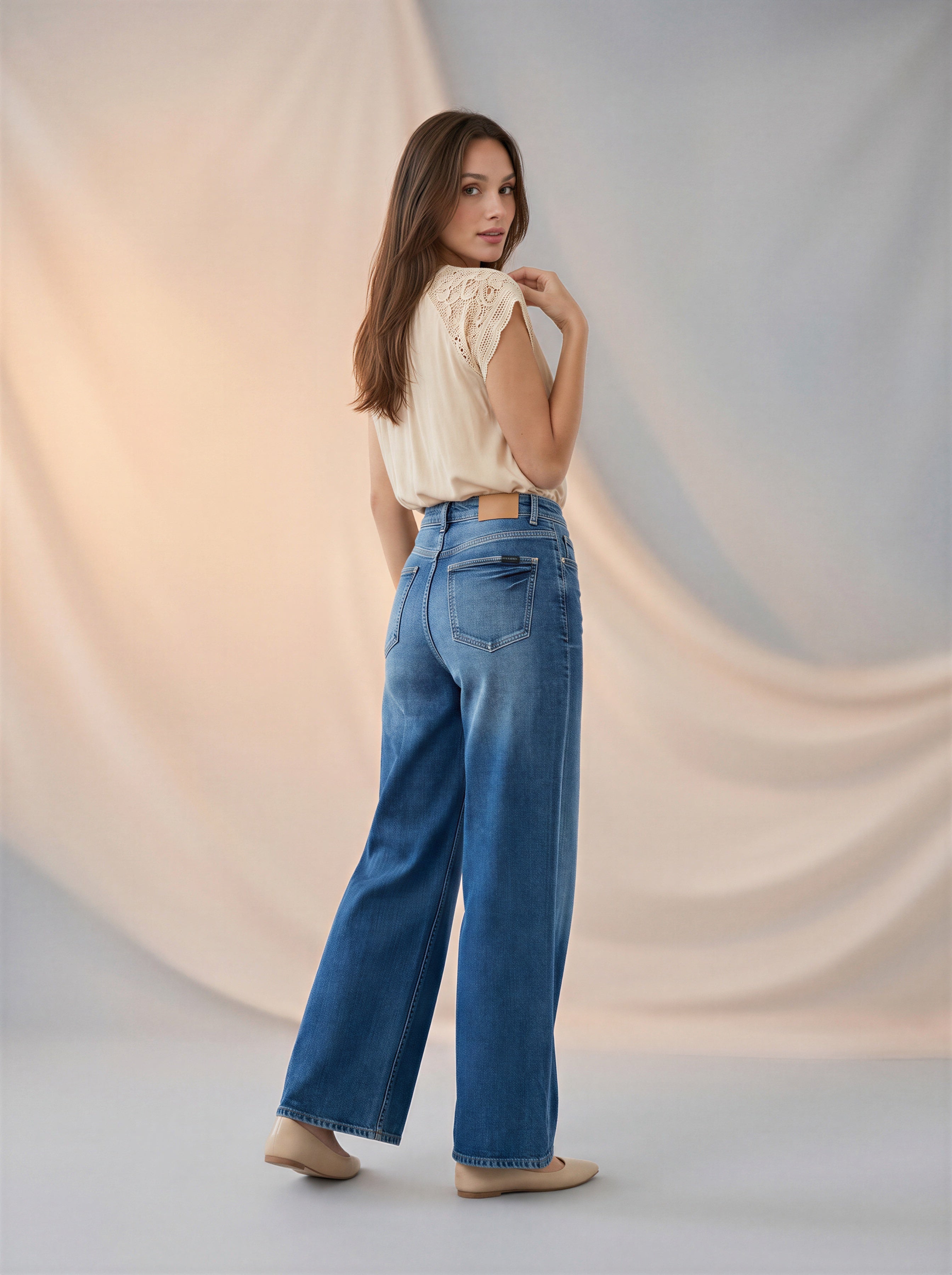 Jean Wide Leg Full Length – Azul Medio