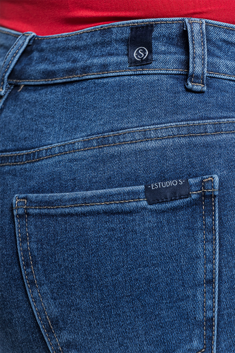 Jeans Straight Tiro Alto Rotos - Moda Clásica