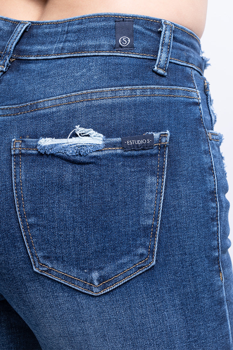 Jeans Straight Tiro Alto de Mujer - Tendencia