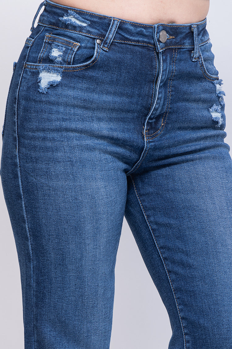 Jeans Straight Tiro Alto de Mujer - Tendencia