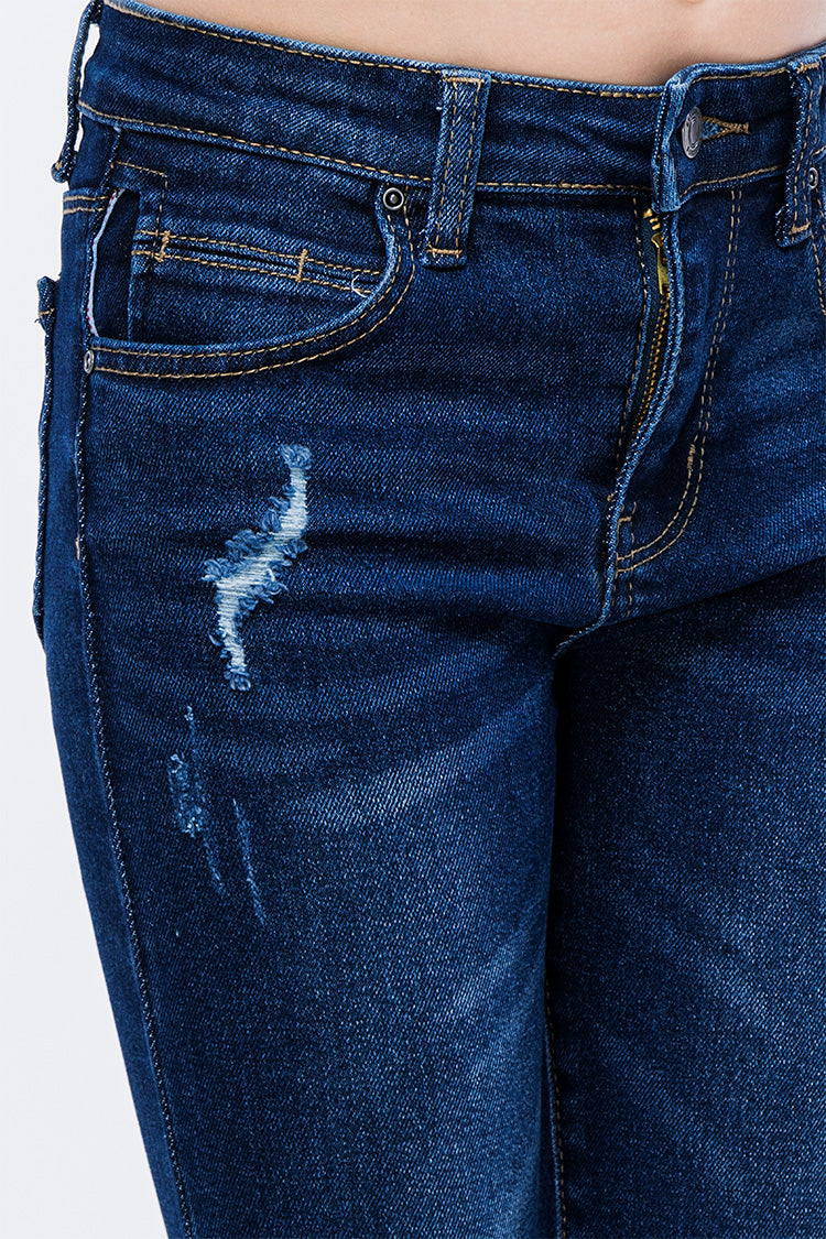 Jeans Skinny Liso Azul con Bolsillos - Girls