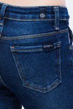 Jeans Skinny Liso Azul con Bolsillos - Girls