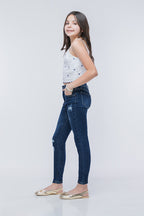Jeans Skinny Liso Azul con Bolsillos - Girls