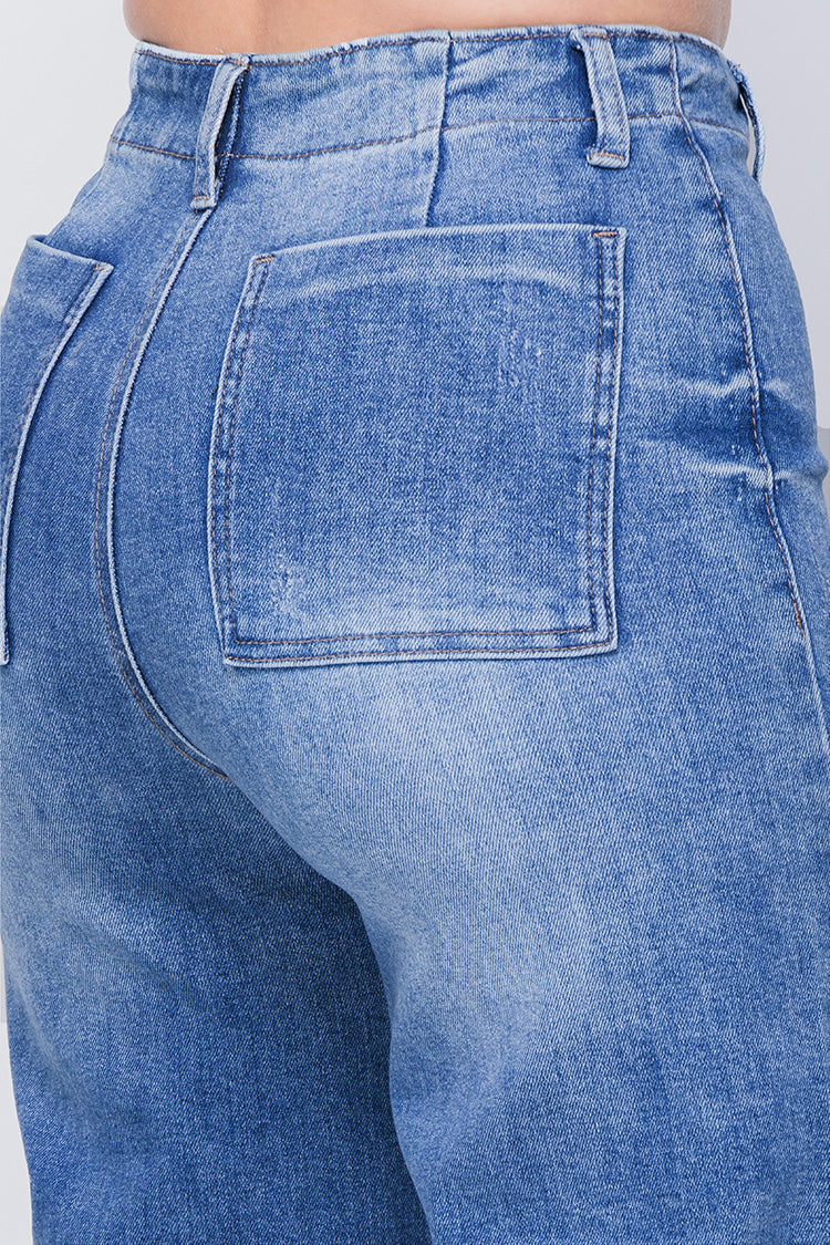 Jeans Wide Leg con Abertura - Moda Vanguardista