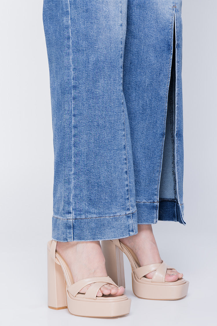 Jeans Wide Leg con Abertura - Moda Vanguardista