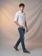 Jeans Slim para caballero con rotos azul marino
