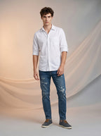 Jeans Slim para caballero con rotos azul marino