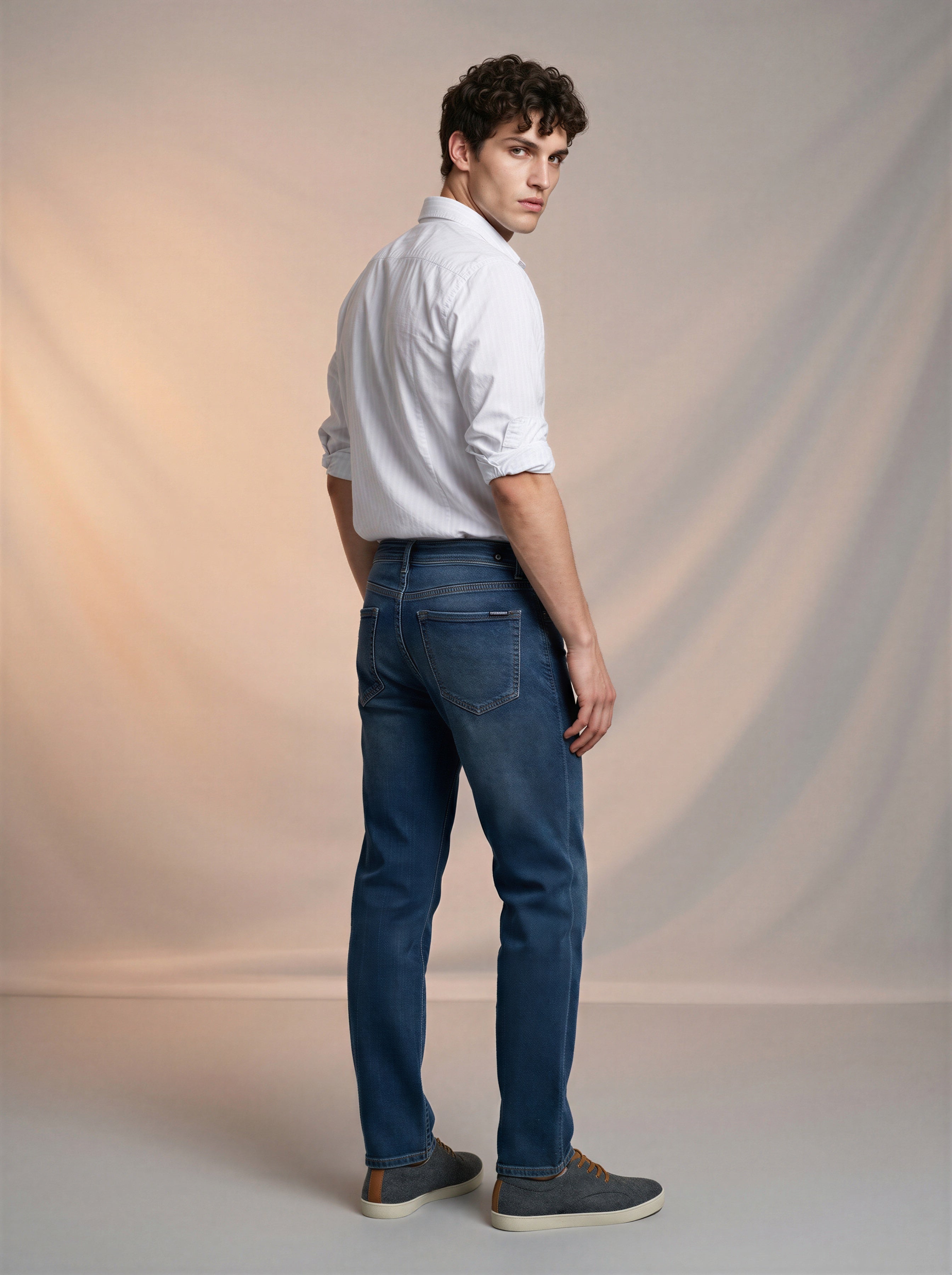Jeans Slim para caballero con rotos azul marino