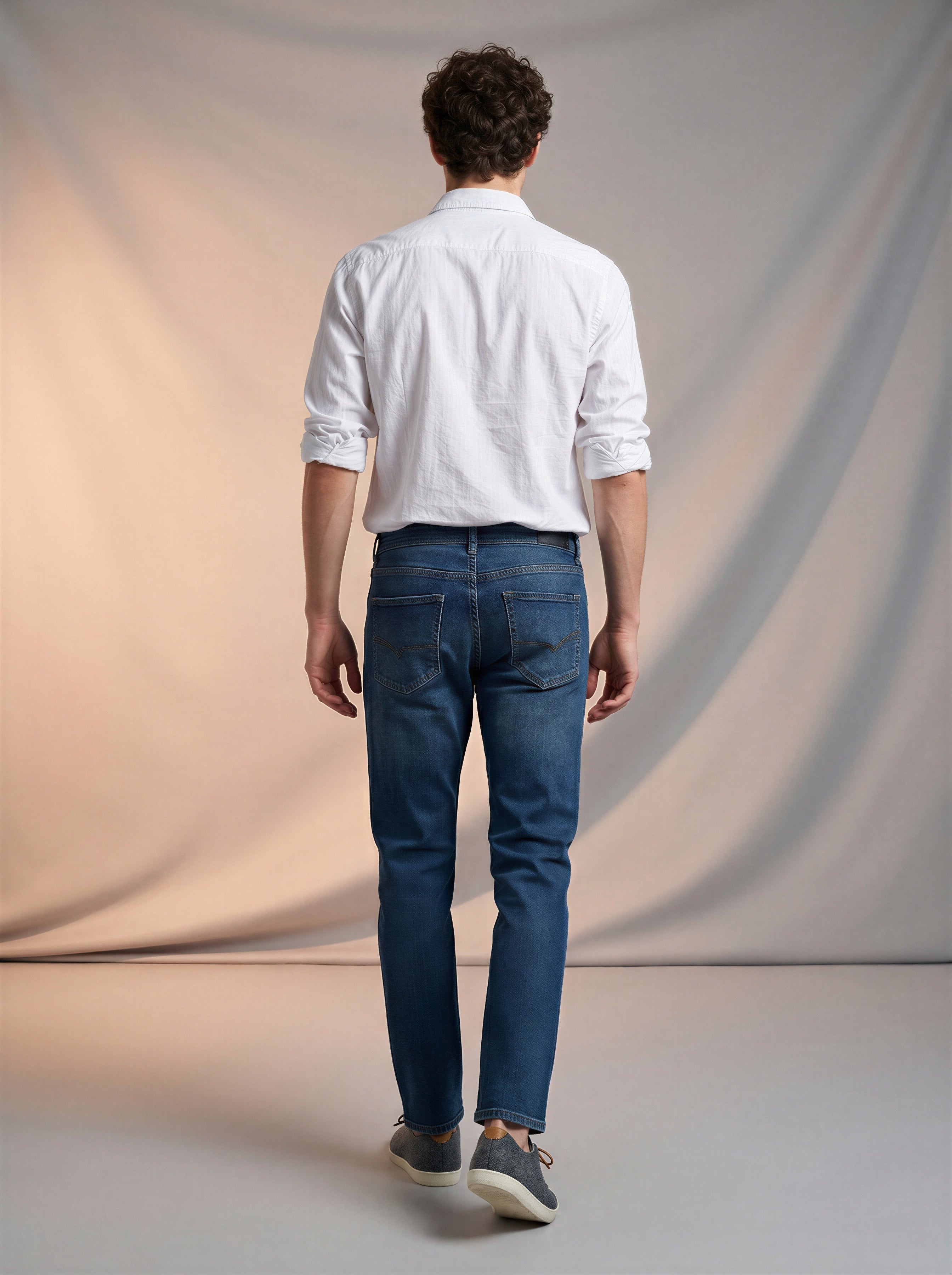 Jeans Slim para caballero con rotos azul marino