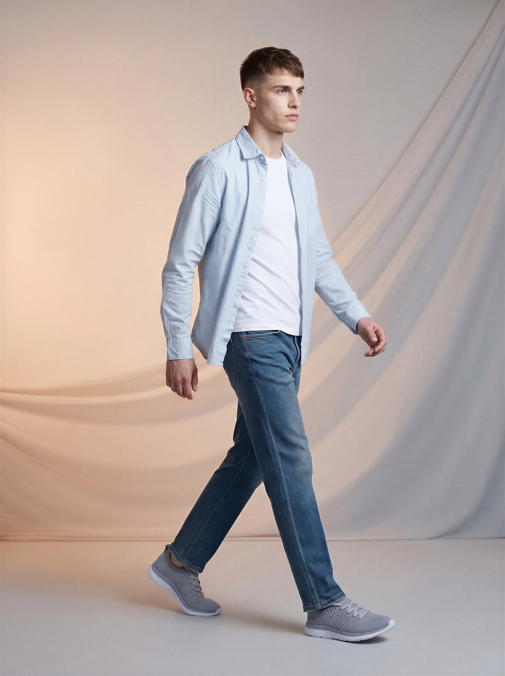 Jeans Loose Straiight para caballero azul medio
