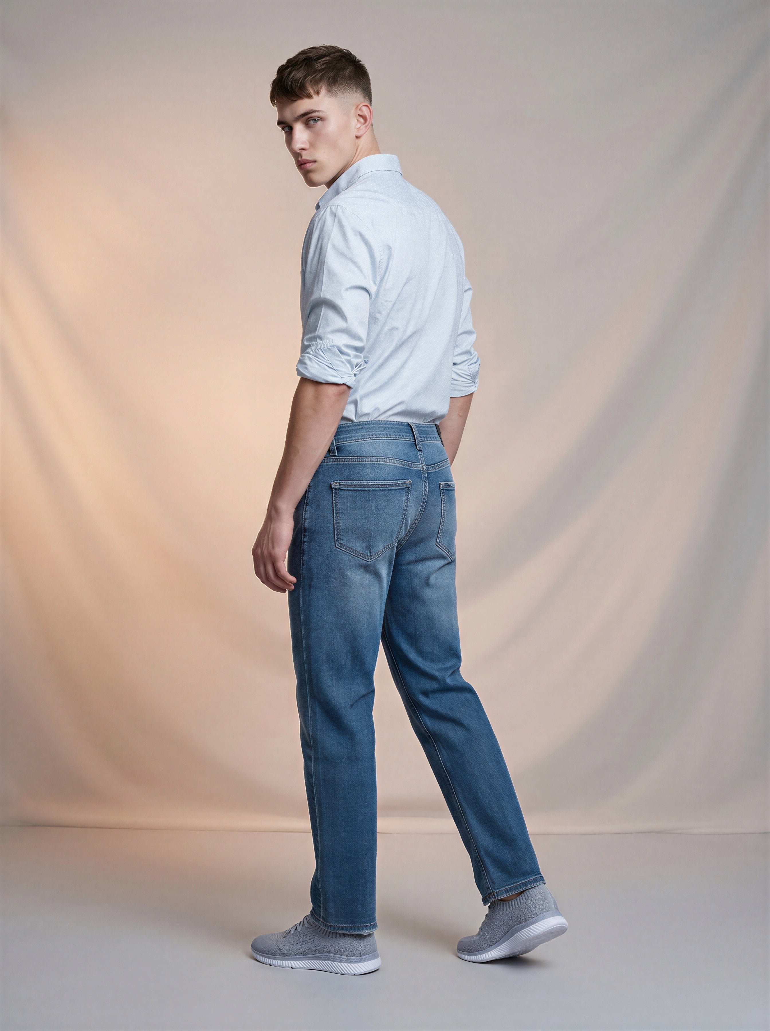 Jeans Loose Straiight para caballero azul medio