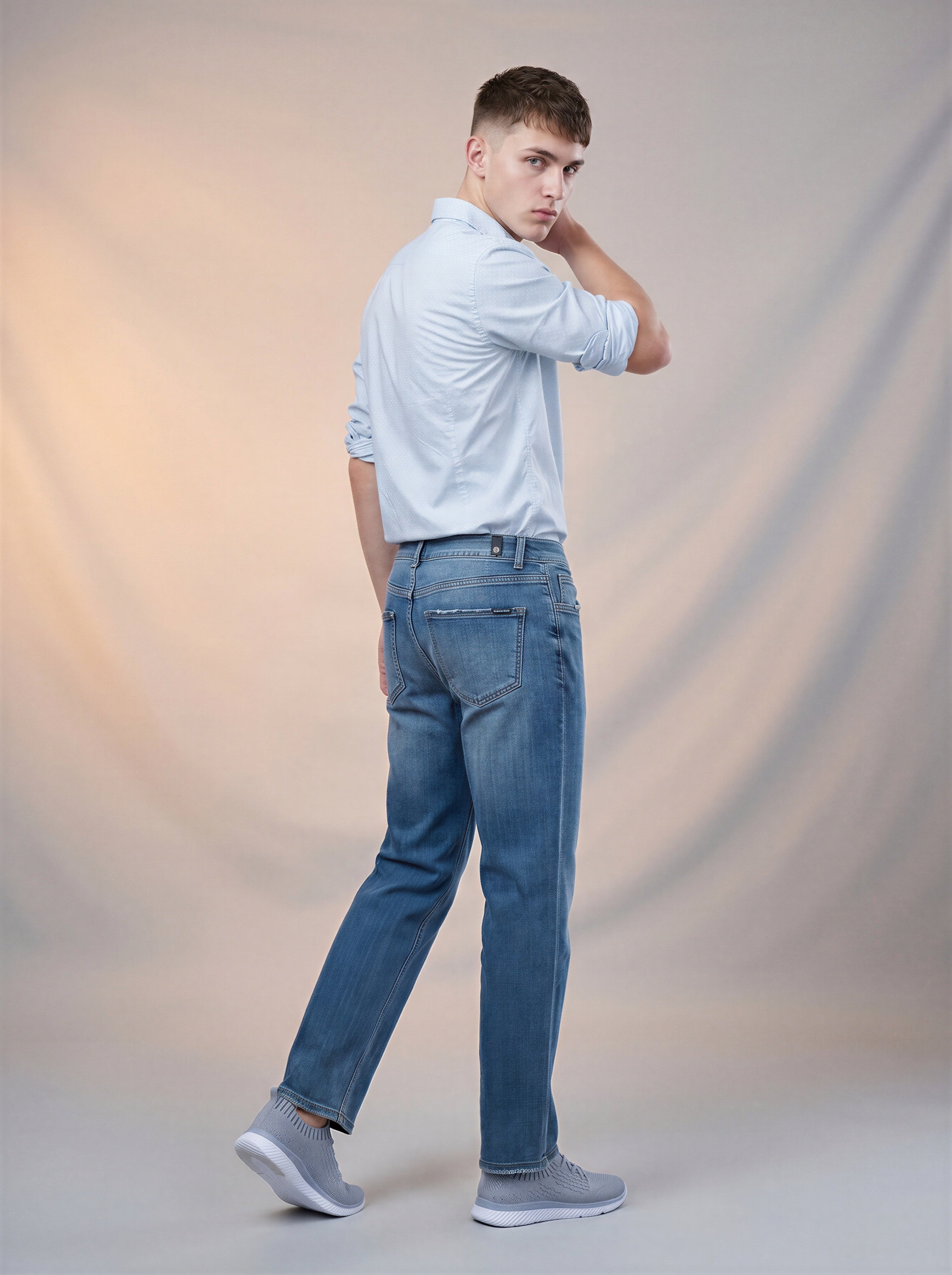 Jeans Loose Straiight para caballero azul medio