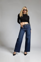 Pantalón Wide Leg con Cinto – Azul Marino