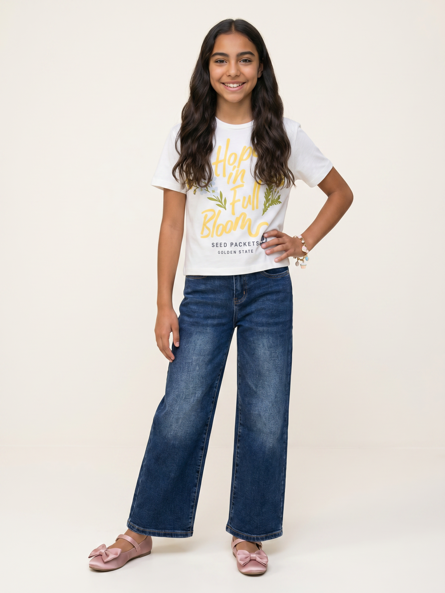 Jeans Wide leg Azul Marino Niña