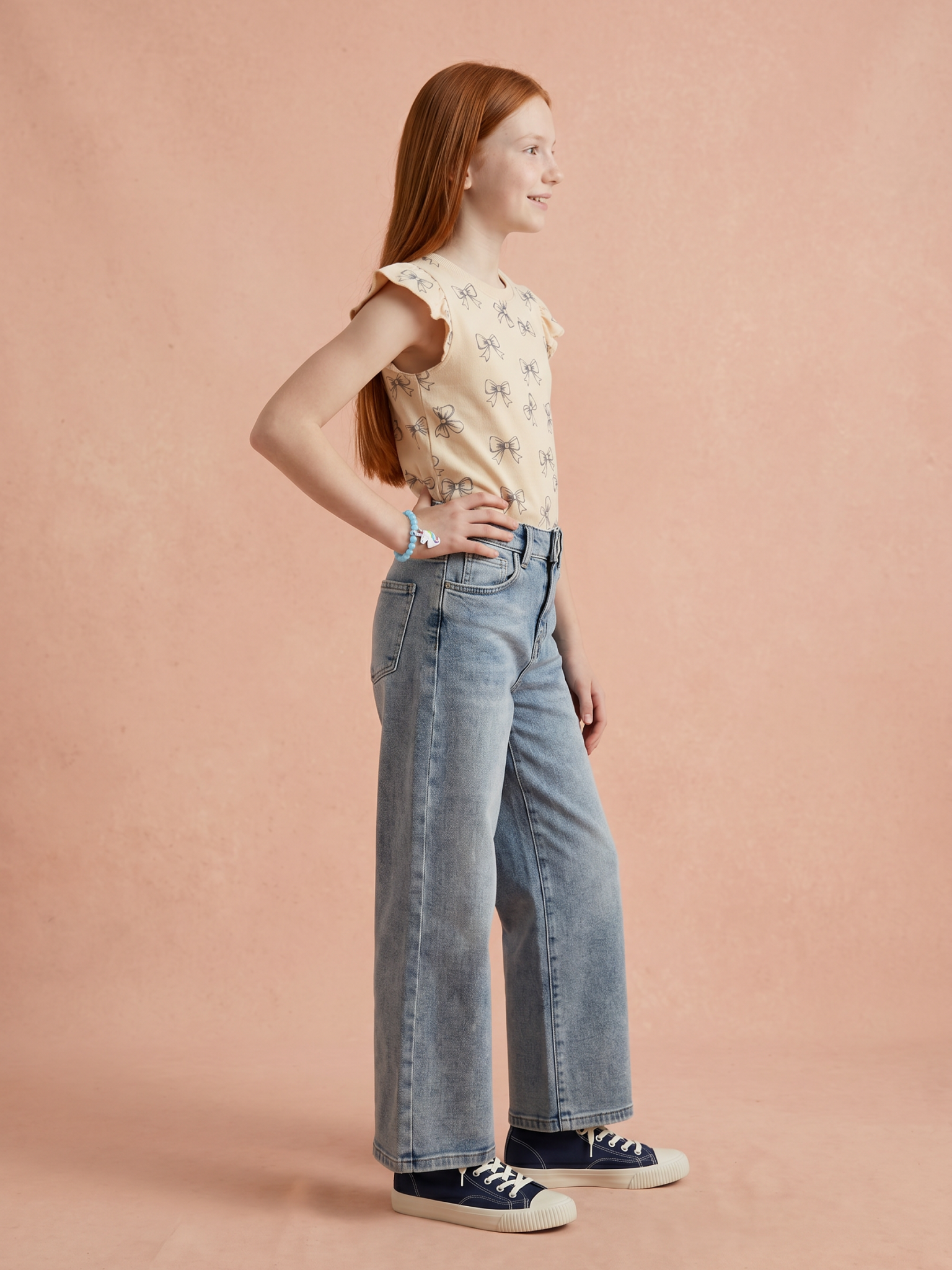 Jeans Wide leg Azul Claro Niña