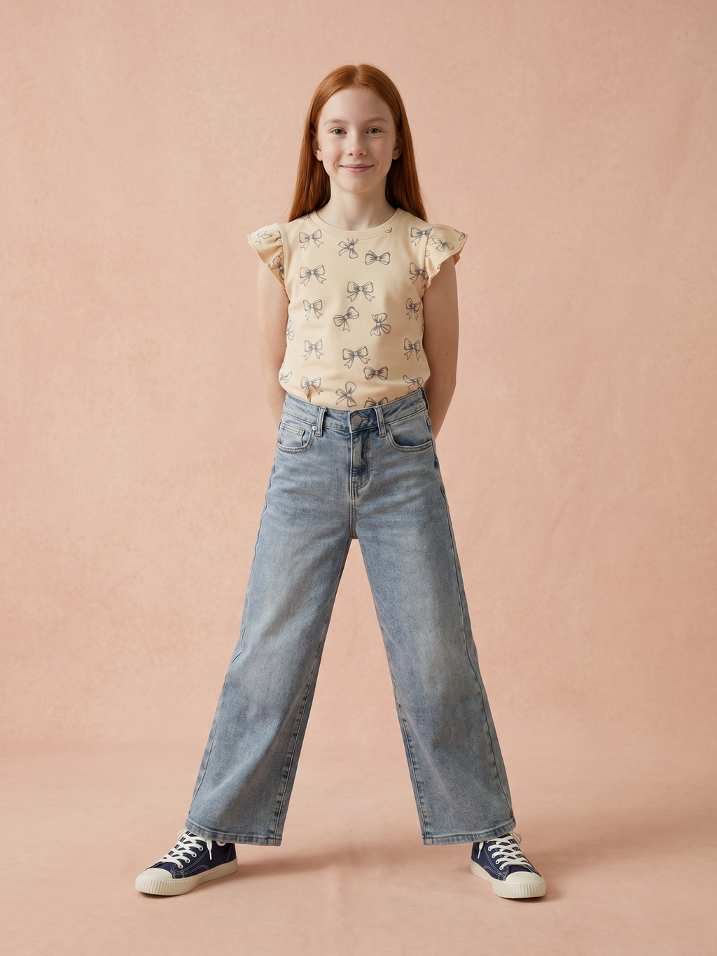 Jeans Wide leg Azul Claro Niña
