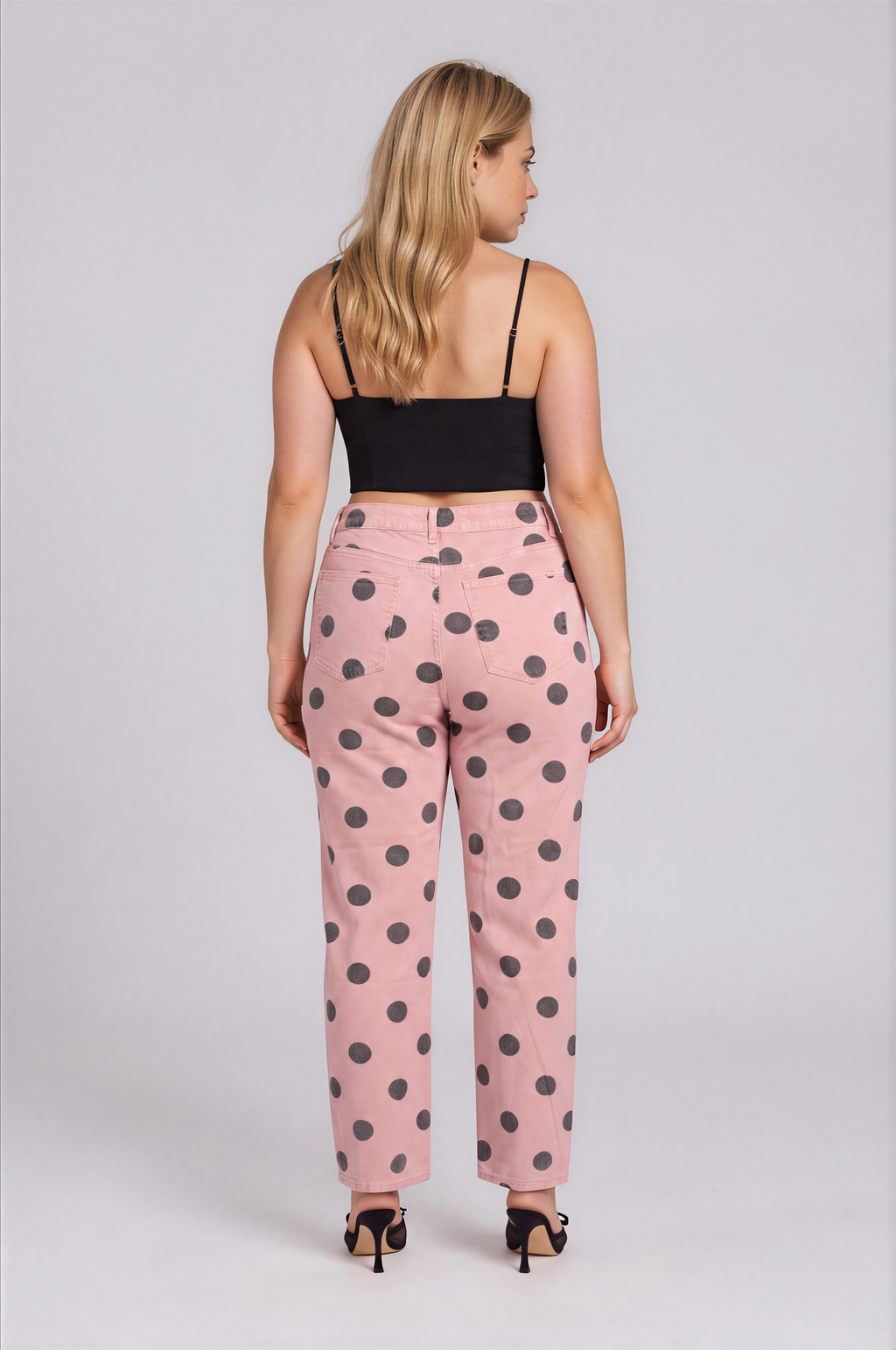 Jean Curvy Marine Rosa con Lunares Gris OL-921P