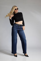 Pantalón Wide Leg con Cinto – Azul Marino