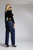Pantalón Wide Leg con Cinto – Azul Marino