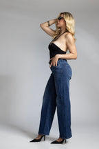 Wide Leg Azul Marino con Cinturón Negro