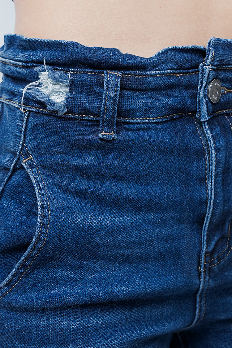 Jeans Wide Leg Deshilados con Cintura Elástica - Moda Chic