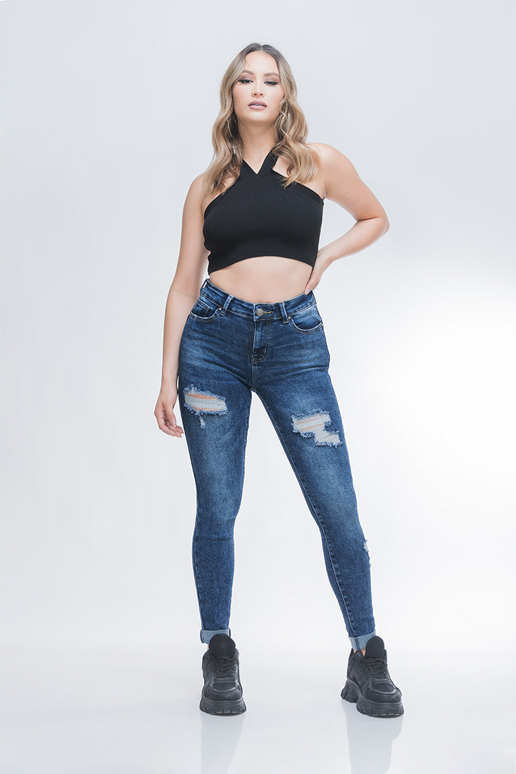 Jeans Skinny Fit Cintura Media con Push Up