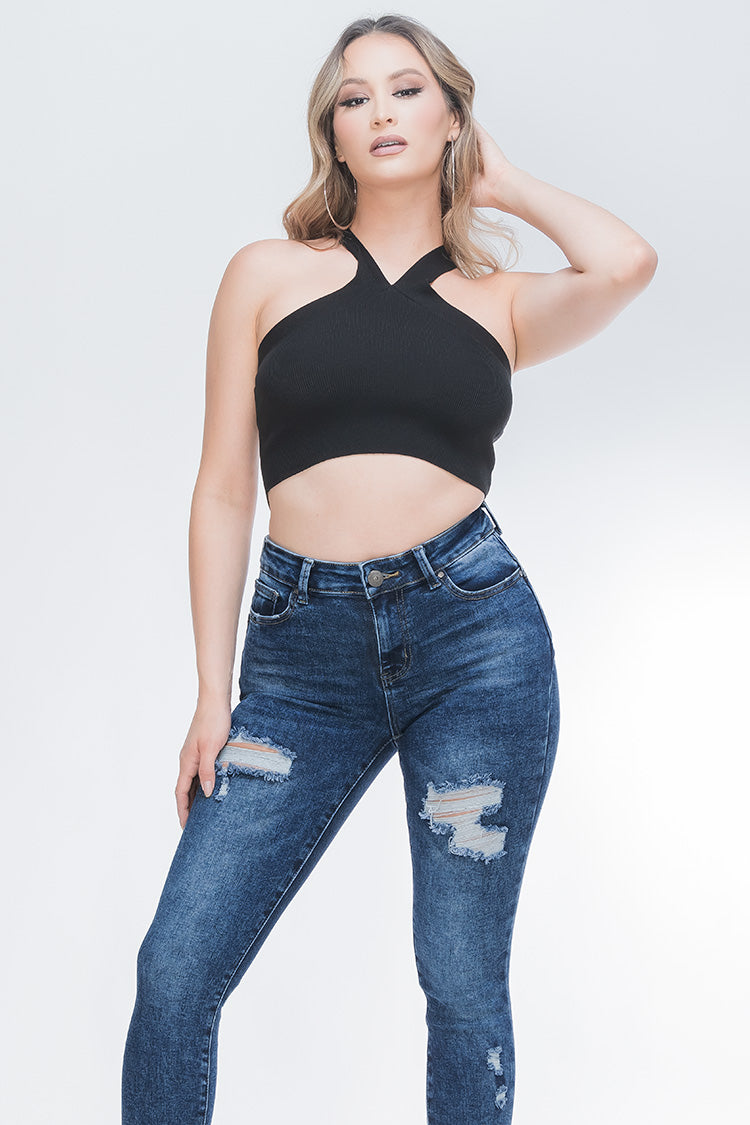 Jeans Skinny Fit Cintura Media con Push Up