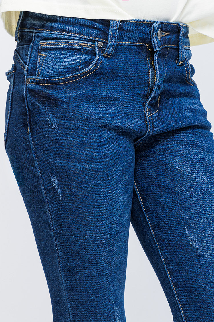 Jeans Skinny Fit de Niña con Deslavado y 5 Bolsillos