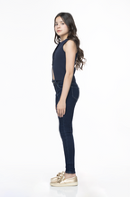 Jeans Skinny Fit de Niña Clásico Liso Oscuro