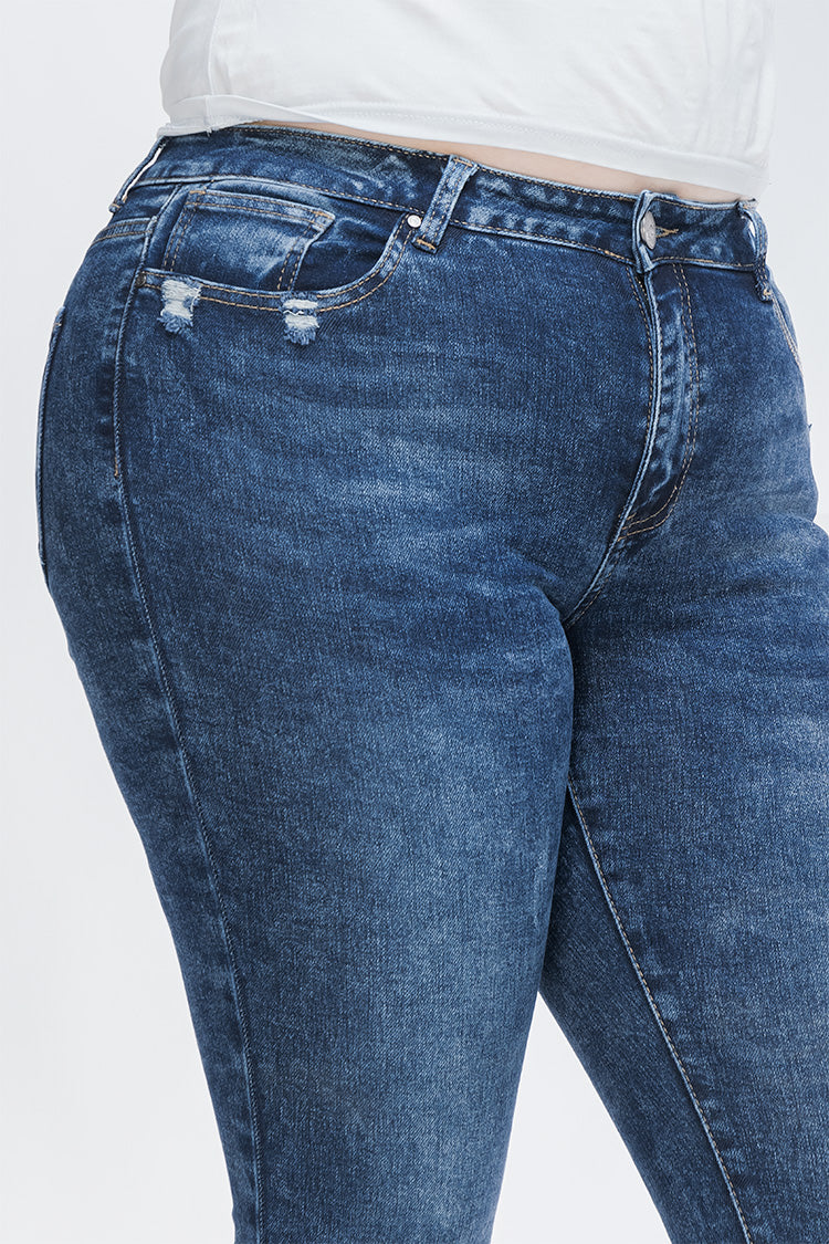 Jeans Skinny Curvy Azul Jaspeado - Moda