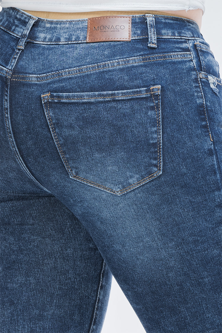 Jeans Skinny Curvy Azul Jaspeado - Moda