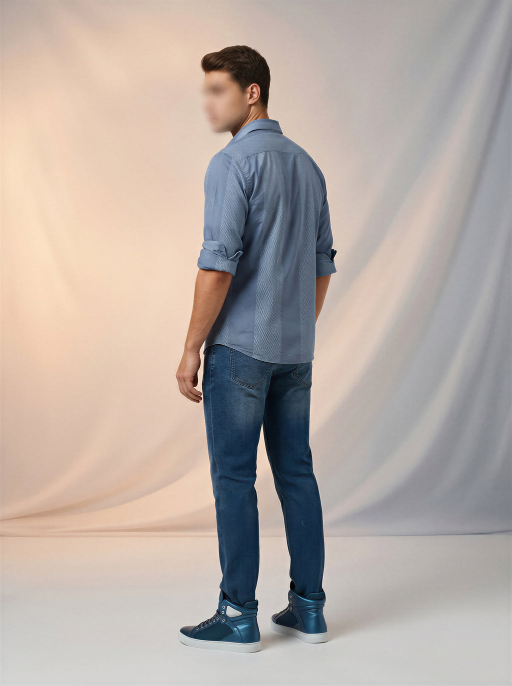 Jeans Slim para caballero con rotos azul medio