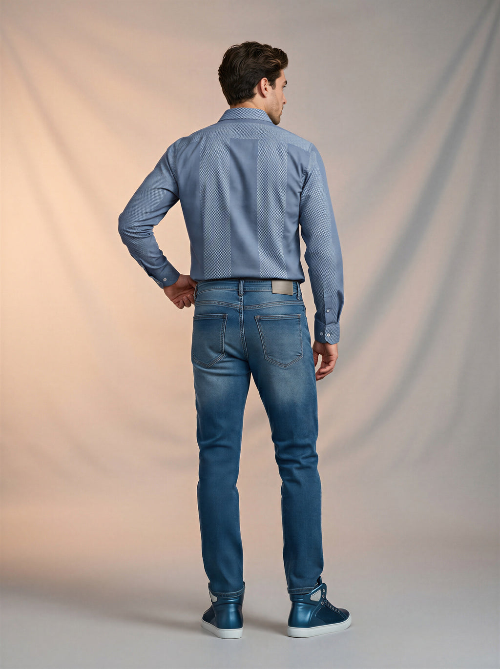 Jeans Slim para caballero con rotos azul medio