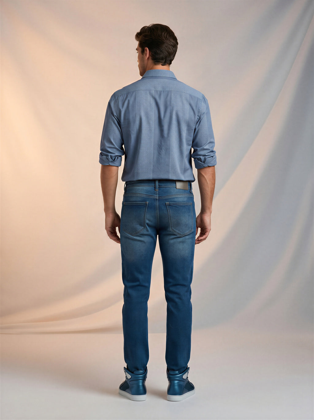 Jeans Slim para caballero con rotos azul medio