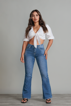 JEANS FLARE COSTURA CONTRASTE - BASICS