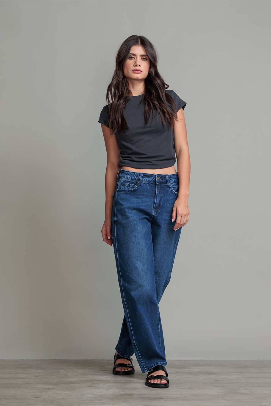 JEANS BARREL AZUL MARINO - BASSICS