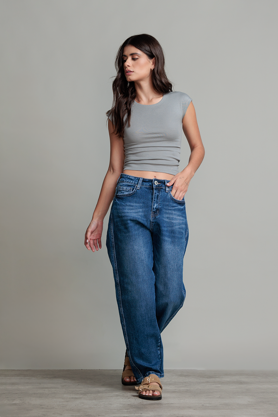 JEANS BARREL MID WAIST - BASICS