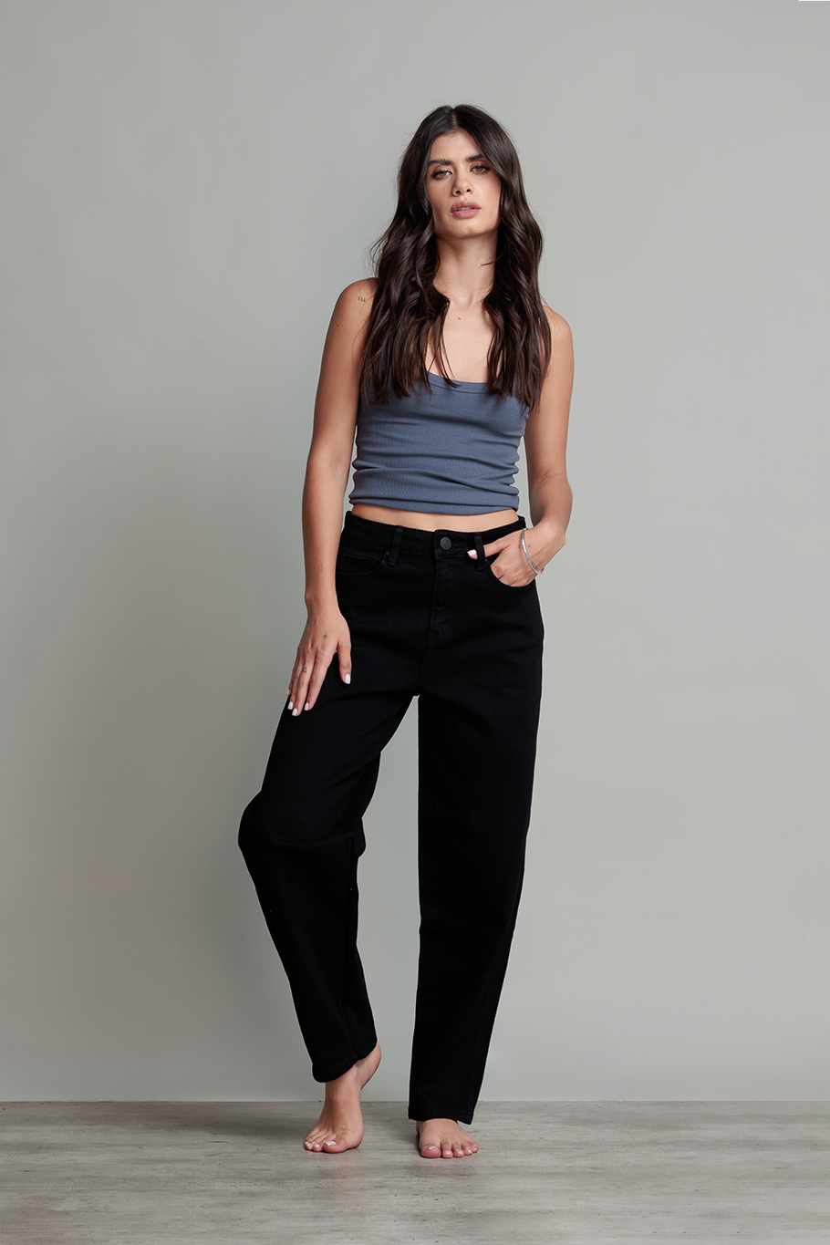 JEANS BARREL NEGRO - BASICS