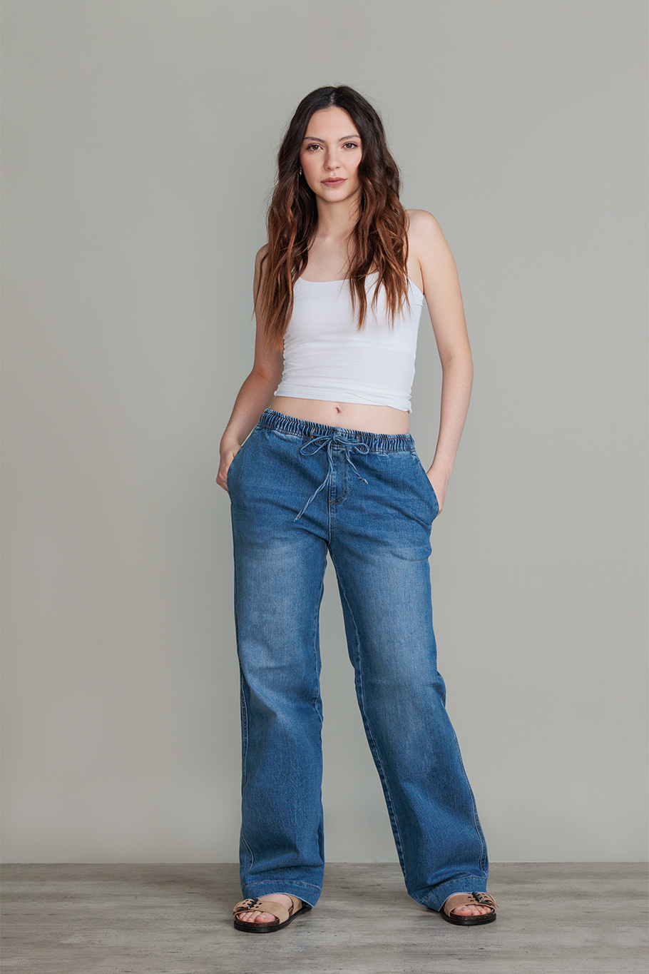 JOGGER DENIM MEDIUM WIDE LEG - ESSENTIAL