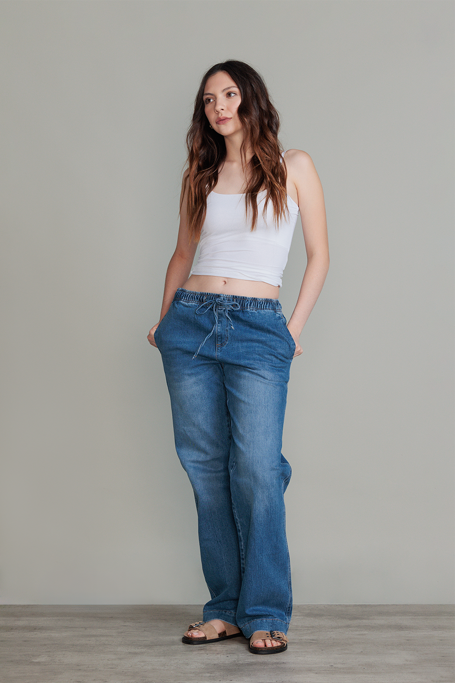 JOGGER DENIM MEDIUM WIDE LEG - ESSENTIAL