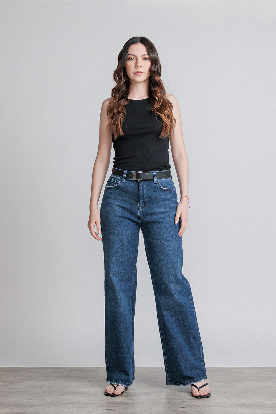 JEANS WIDE LEG FULL LENGTH - AZUL MARINO